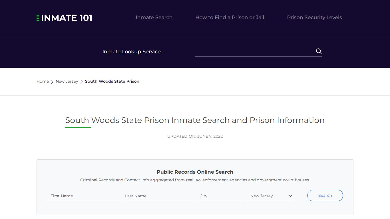 South Woods State Prison Inmate Search, Visitation, Phone ...